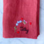 Personalised Forget Me Not Embroidered Linen Napkins, thumbnail 3 of 4