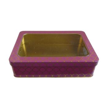 Moroccan Gift Tin Box With Window Lid Plum, 2 of 2