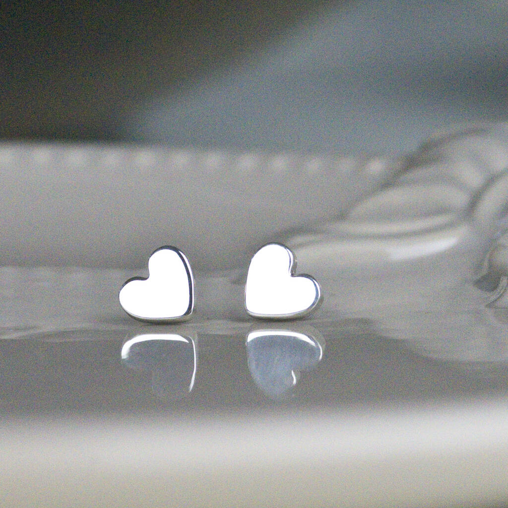 Heart Stud Earrings Sterling Silver, 1 of 4