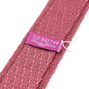 Dark Pink Iza Silk Knitted Tie 6cm, 2 of 3
