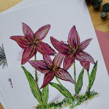 Pink Lily Watercolour A4 Art Print, 5 of 5