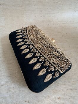 Heavily Embroidered Green Clutch Bag, 3 of 11