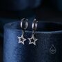 Sterling Silver Tiny Cz Star Huggie Hoop Earrings, thumbnail 1 of 10