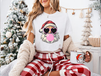 Retro Bubblegum Santa Christmas T Shirt, 8 of 8