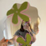 Wavy Flower Mirror Olive And Pink, thumbnail 4 of 5
