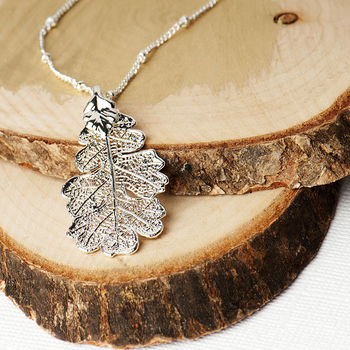 Small Lacey Oak Real Leaf Necklace, 8 of 12