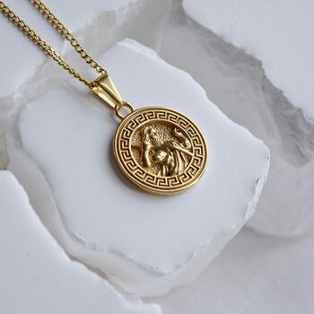 18 K Gold Zeus Coin Pendant Greek God Of The Sky, 3 of 6