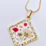 Real Flowers Diamond Pendant Necklace Small Hand Made, thumbnail 2 of 8