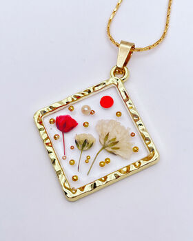 Real Flowers Diamond Pendant Necklace Small Hand Made, 2 of 8
