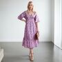 Zaria Lilac Silk Print Embroidered Dress 18, thumbnail 1 of 3