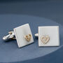 Personalised Wedding Cufflinks. Gold Heart Cufflinks, thumbnail 6 of 9