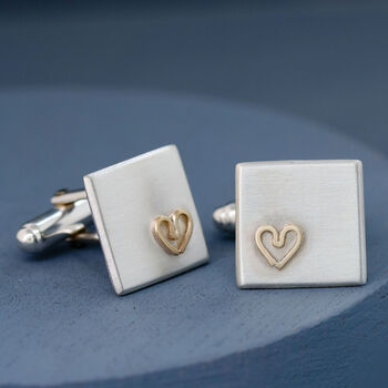 Personalised Wedding Cufflinks. Gold Heart Cufflinks, 6 of 9