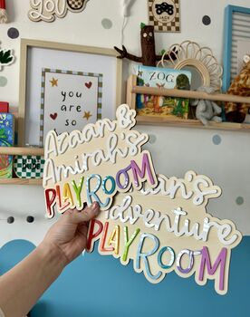 Personalised Wooden Children's Playroom Sign Decor, 5 of 9