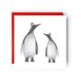 Penguin And Baby Festive Red Hat Christmas Card, thumbnail 1 of 5