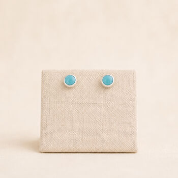 4mm Sterling Silver Turquoise Stud Earrings, 3 of 4