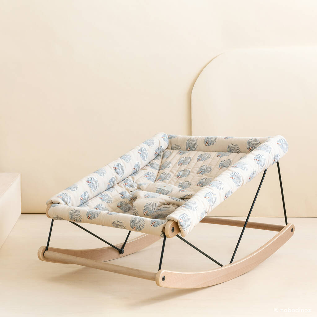 Beechwood Baby Bouncer With Blue Gatsby Cover, 1 of 4