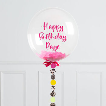 Personalised Pink Animal Print Bubble Balloon, 2 of 2