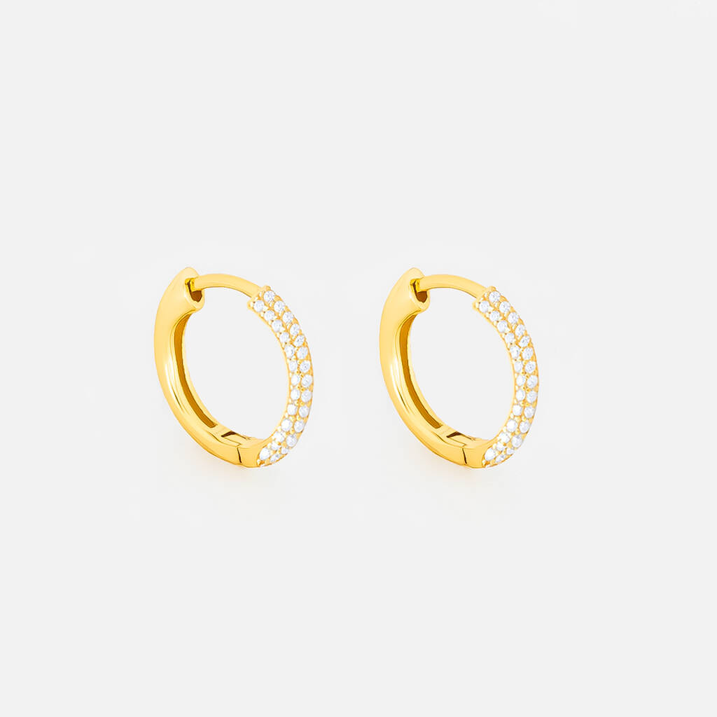 Hoop Earrings With Stones 18ct Gold Plated By Muchv 