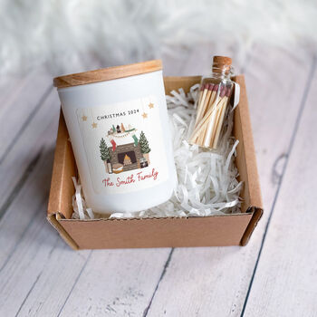 Personalised Family Name Candle Gift Set First Christmas, 2 of 5
