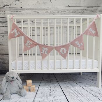 Bunting Pink Velour Personalised Baby Nursery Decor, 9 of 12