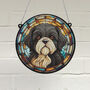 Shih Tzu Black And White Stained Glass Effect Suncatcher, thumbnail 1 of 3