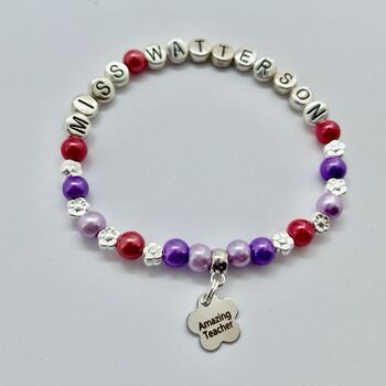 Personalised Teacher Thank You Gift, Charm Bracelet, 2 of 6