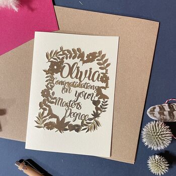 Personalised Masters Degree Congratulations Card, 4 of 9