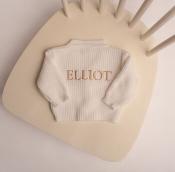 Personalised Ribbed Knitted Baby Cardigan, 4 of 8