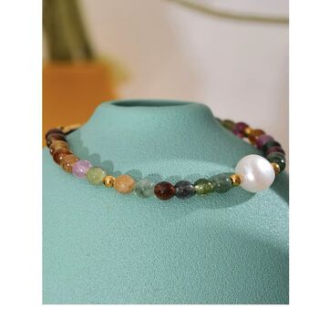Monaco D'or Gold Pearl Ombré Tourmaline Natural Stone Gift Bracelet, 2 of 5
