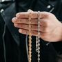 Mens Gold 7mm Stainless Steel Mariner Link Chain Necklace, thumbnail 3 of 10