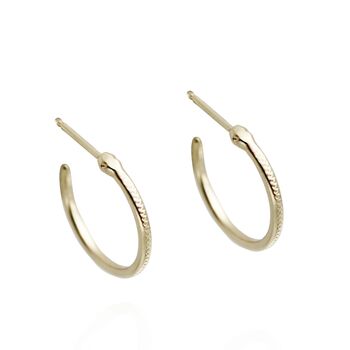 9ct Gold Snake Hoop Earrings, 2 of 2