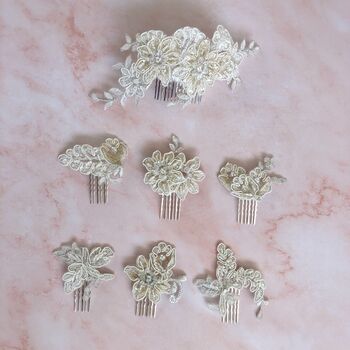 Champagne Lace Vine Bridal Hair Comb 'Lerryn', 5 of 8