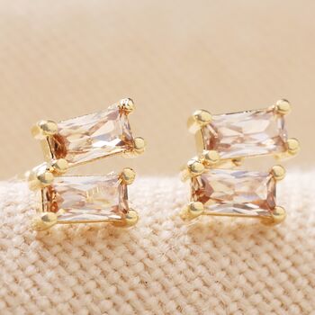 Stone Stud Earrings In Gold Plating, 9 of 11