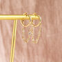 Gold Plated Huggie Hoop Chain Earrings, thumbnail 6 of 9