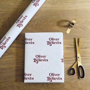 Personalised I 'Believe' Christmas Wrapping Paper, 2 of 6