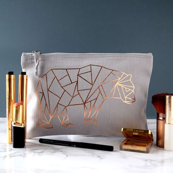 Grey Make Up Bag With Origami Style Animal Print, 2 of 5
