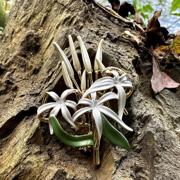 White Spider Lily Flower Brooch, 2 of 6