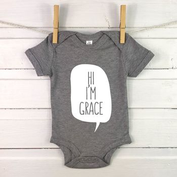 Personalised 'Hi I'm…' Babygrow, 2 of 10