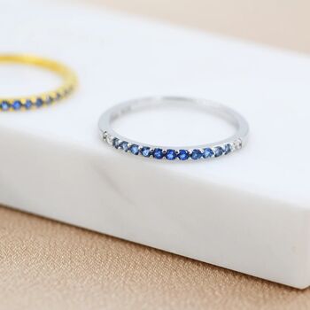 Sapphire Blue Ombre Half Eternity Ring Sterling Silver, 3 of 11