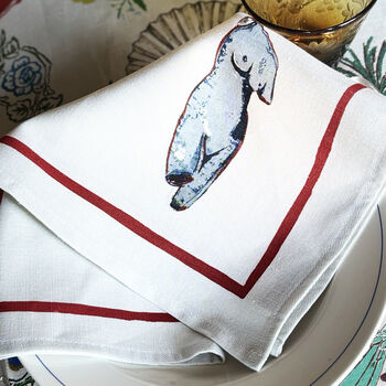 Set Of Six 'Adonis' Linen Napkins, 4 of 12