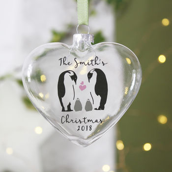 Personalised Family Penguin Glass Christmas Bauble, 3 of 4