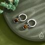 Sterling Silver Dangling Tiger's Eye Hoop Earrings, thumbnail 4 of 11