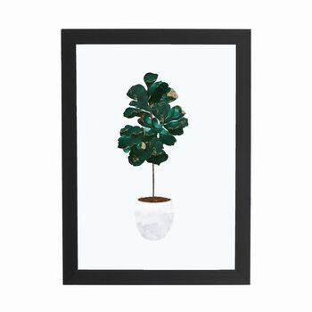 Fiddle Leaf Fig Gold House Plant Wall Art Print, 3 of 4