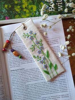 Forget Me Not Hand Embroidered Bookmark, 9 of 9