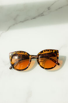 Brown Tortoise Shell Gold Rim Cat Eye Sunglasses, 6 of 6