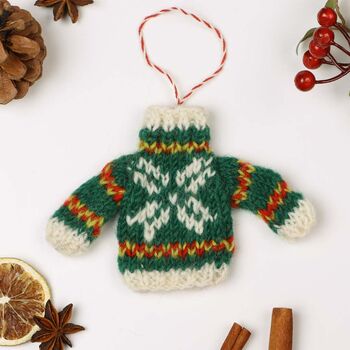Set Of Two Fair Trade Knit Jumper Hanging Decorations, 4 of 7