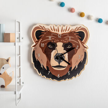Bear Wooden Bedroom Wall Clock, 2 of 4