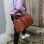 'Watkins' Men's Leather Travel Bag In Cognac, thumbnail 8 of 12