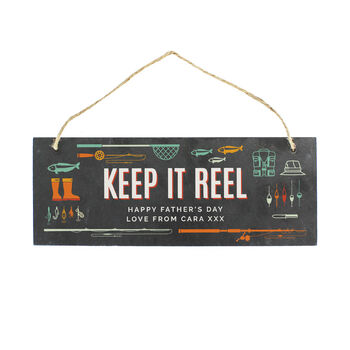 Personalised Keep It Reel Fishing Slate Hanging Sign, 5 of 5