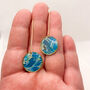 Turquoise Marbled Circle Drop, Clay And Resin Earrings, thumbnail 2 of 12
